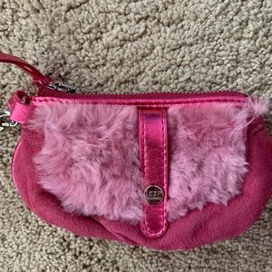 Ugg pink fur wristlet